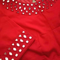 Red Mirrorwork Readymade Blouse | Godhuli