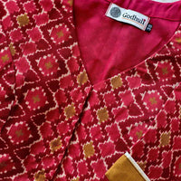 Red Mustard Abstract Kalamkari Readymade Blouse | Godhuli