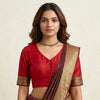 Red Narayanpet Border Readymade Blouse | Godhuli