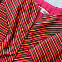 Red Orange Yellow Stripes Multicoloured Gaji Silk Readymade Blouse | Godhuli