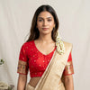 Red Paithani Parrot Peacock Border Sleeves Readymade Blouse | Godhuli