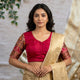 Red Patola Navratan Design Sleeves Readymade Blouse | Godhuli