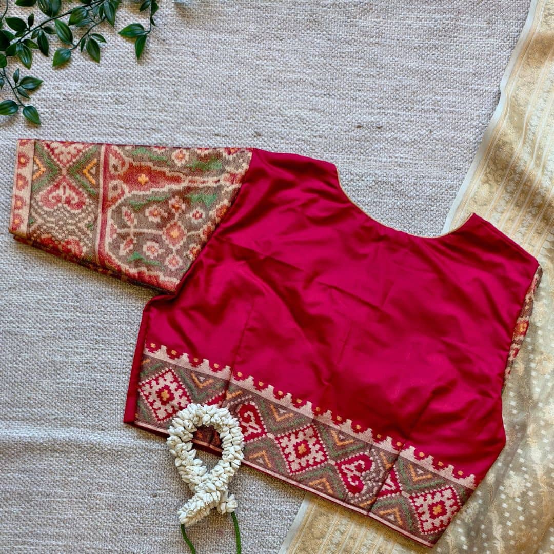 Red Patola Navratan Design Readymade Blouse 