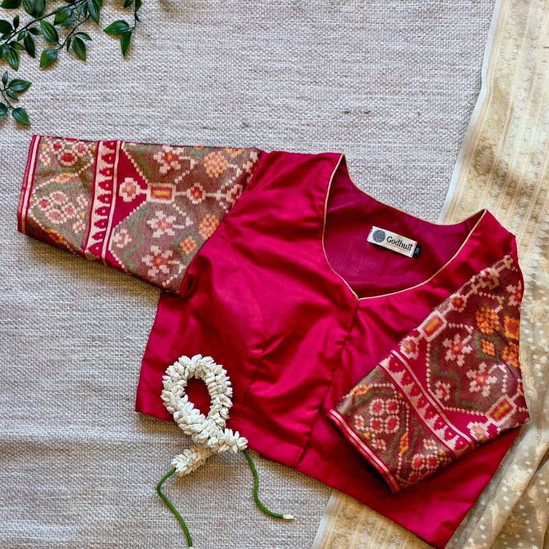 Red Patola Navratan Design Readymade Blouse 