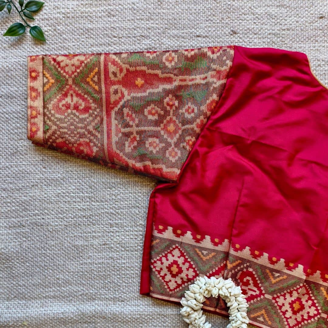 Red Patola Navratan Design Readymade Blouse 