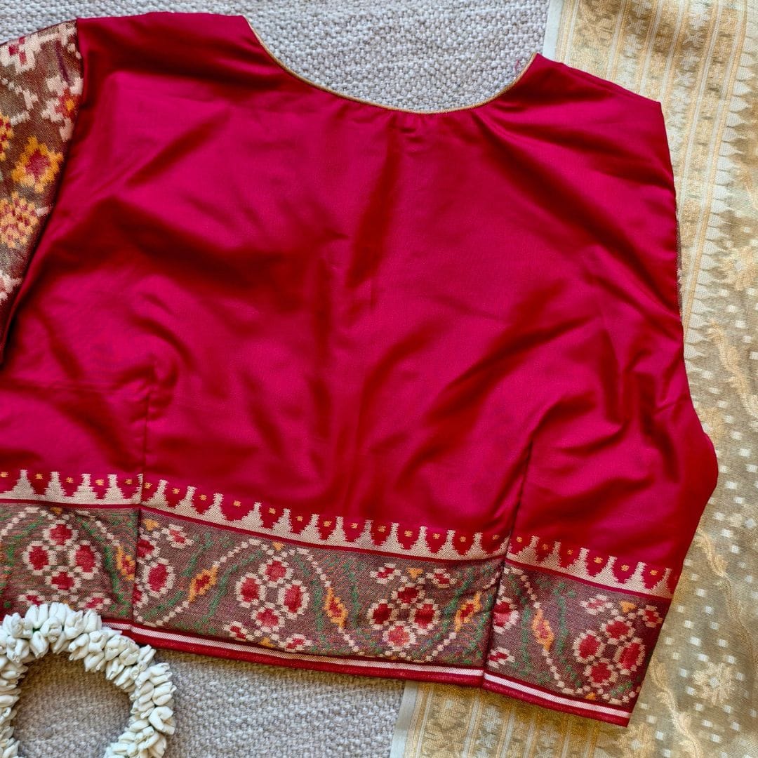 Red Patola Navratan Design Readymade Blouse 