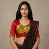 Red Yellow Gaji Silk Choli Pattern Readymade Blouse | Godhuli