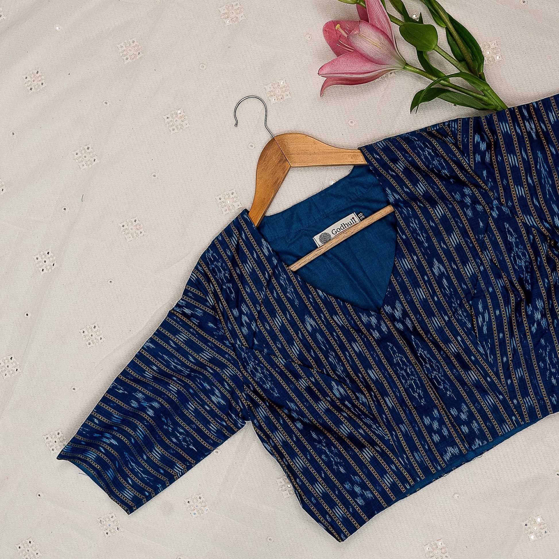 Royal Blue Mercerised Ikat Blouse