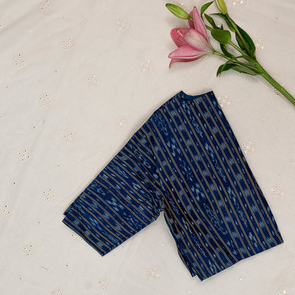 Royal Blue Mercerised Ikat Blouse