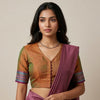 Rust orange Narayanpet Border Readymade Blouse | Godhuli