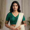 Sea Green Narayanpet Border Readymade Blouse | Godhuli