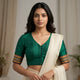 Sea Green Narayanpet Border Readymade Blouse | Godhuli
