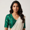Sea Green Spun Dupion Golden Booti Readymade Blouse | Godhuli