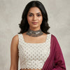 Sequins Embroidered Ivory Readymade Blouse | Godhuli