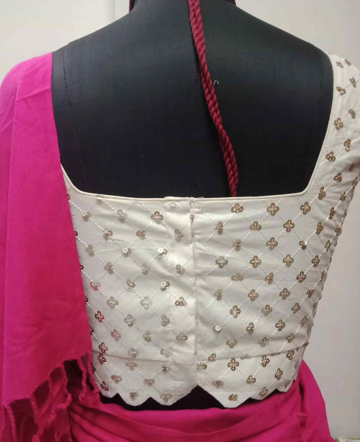 Sequins Embroidered Ivory Readymade Blouse