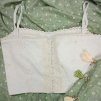 Spaghetti Mirrorwork Ivory Readymade Blouse | Godhuli