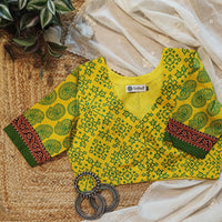 Sunshine Yellow-Green Gamathi Readymade Blouse | Godhuli