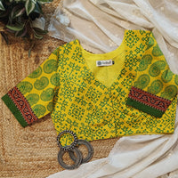 Sunshine Yellow-Green Gamathi Readymade Blouse | Godhuli