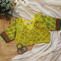 Sunshine Yellow-Green Gamathi Readymade Blouse | Godhuli