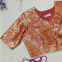 Tangerine Jaal Banarasi Brocade Readymade Blouse | Godhuli