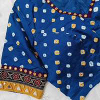 Teal Blue Bandhani Readymade Blouse | Godhuli