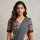 White Green Patola Print Dola Silk Readymade Blouse | Godhuli
