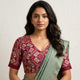 White Red Patola print Dola Silk Readymade Blouse | Godhuli