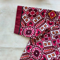 White Red Patola print Dola Silk Readymade Blouse | Godhuli