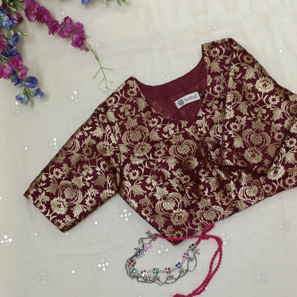 Wine Jaal Banarasi Brocade Blouse