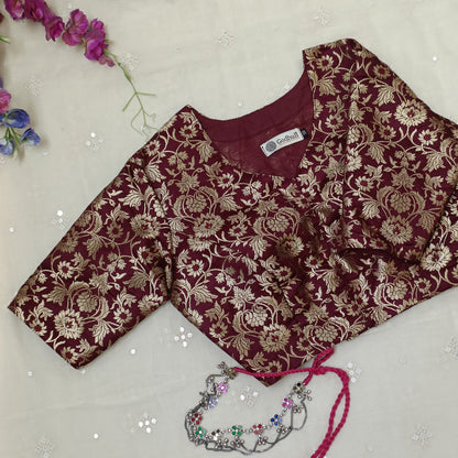 Wine Jaal Banarasi Brocade Blouse