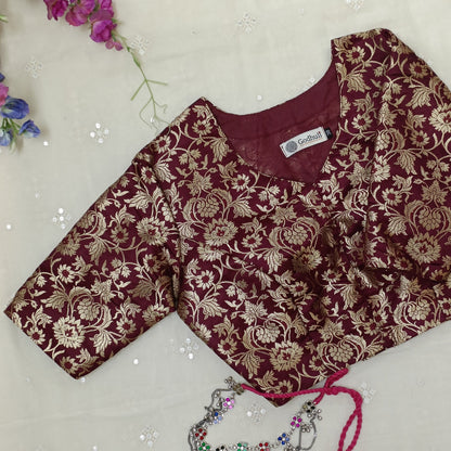 Wine Jaal Banarasi Brocade Blouse