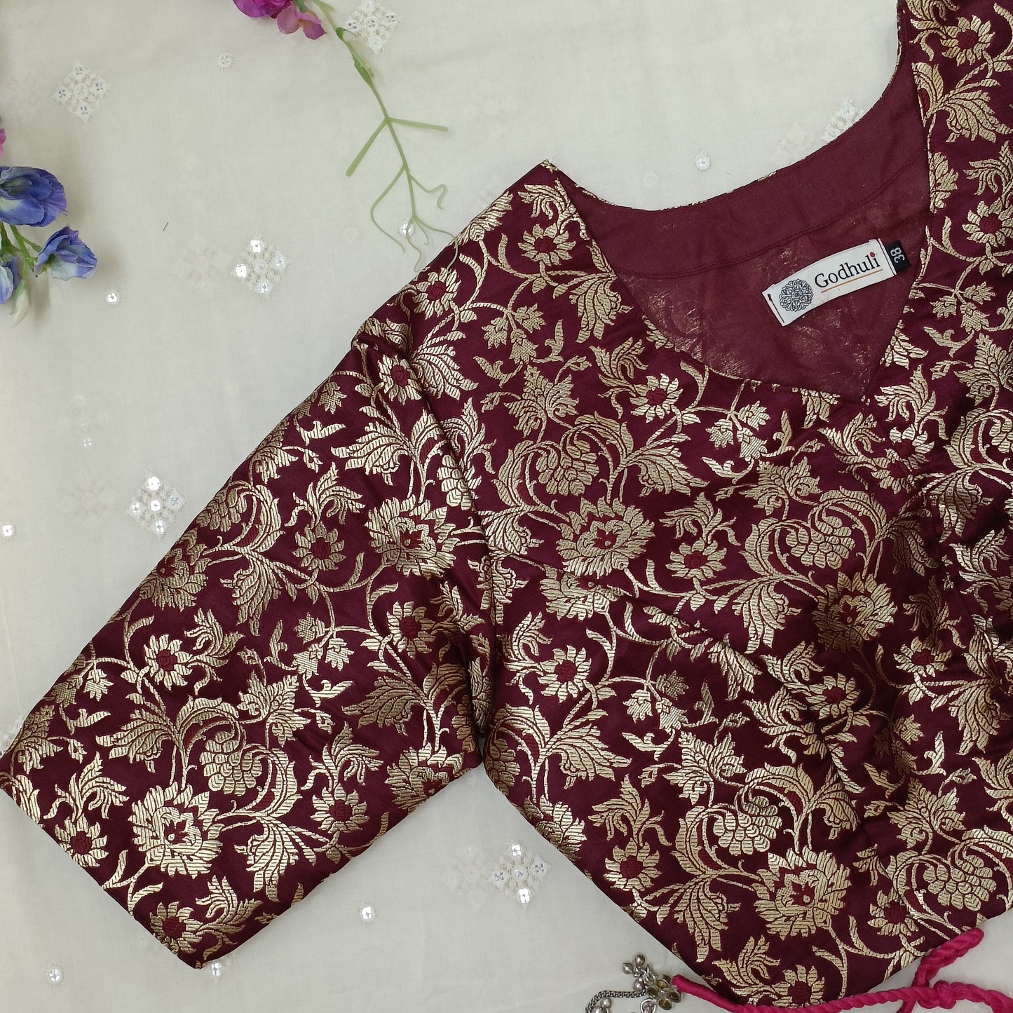 Wine Jaal Banarasi Brocade Blouse
