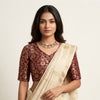Wine Jaal Banarasi Brocade Readymade Blouse | Godhuli