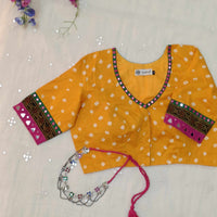Yellow Bandhani Readymade Blouse | Godhuli
