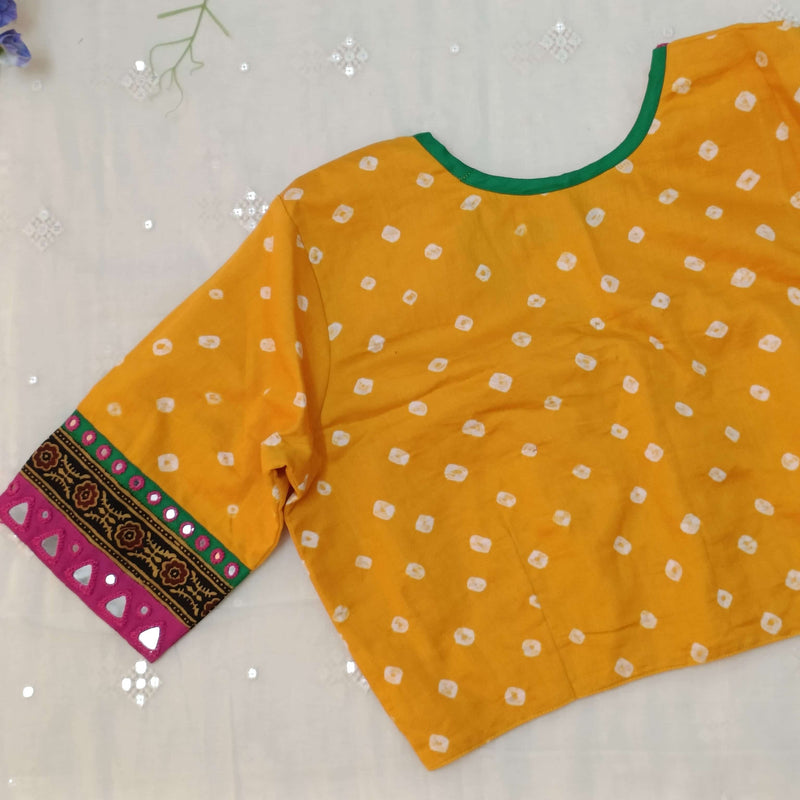 Yellow Bandhani Readymade Blouse | Godhuli