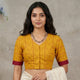 Yellow Jacquard Readymade Blouse | Godhuli