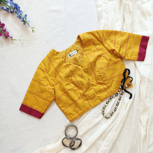 Yellow Jaquard Blouse