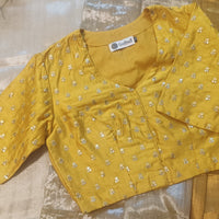 Yellow Zari Work Silk Readymade Blouse | Godhuli