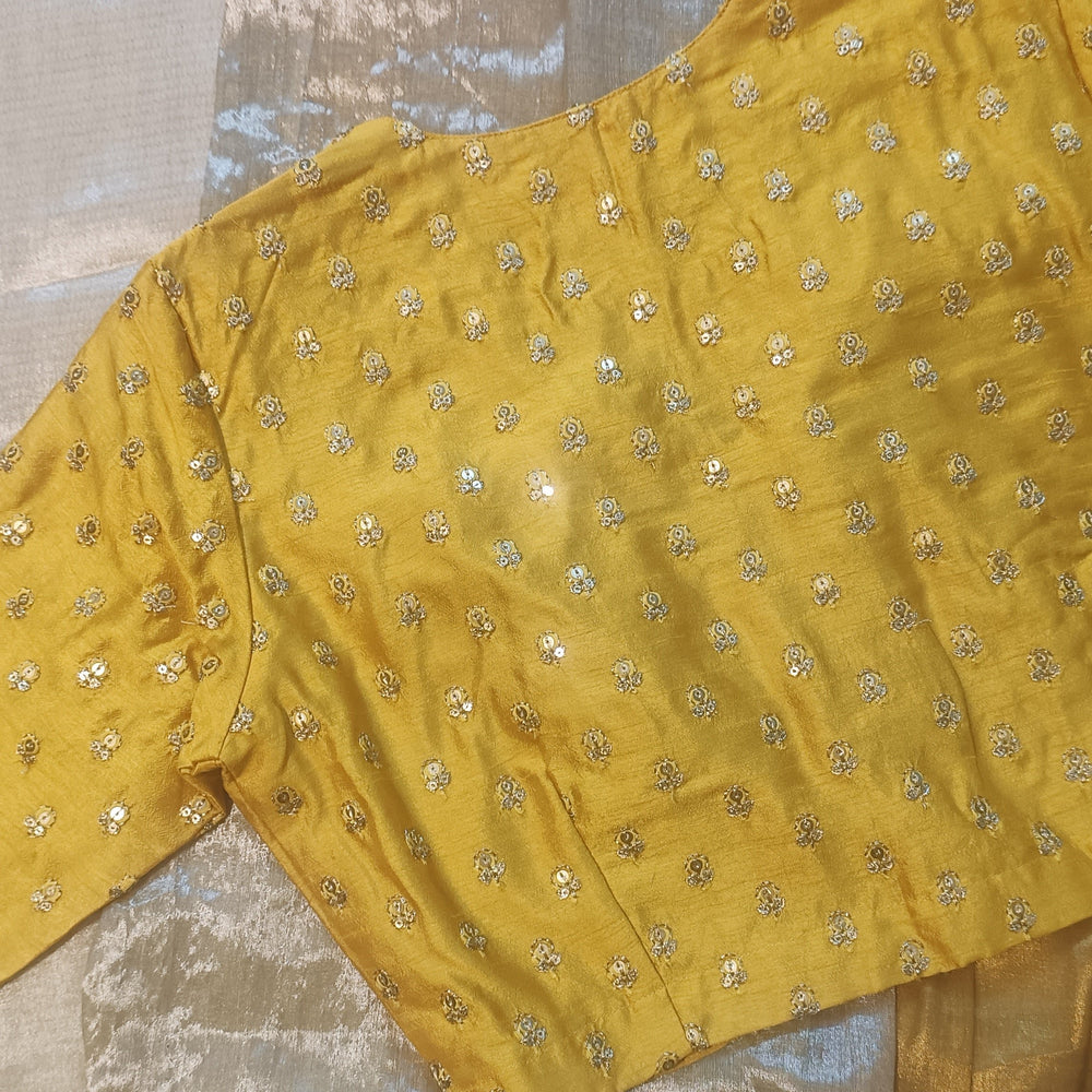 Yellow Zari Work Silk Readymade Blouse | Godhuli