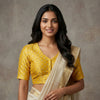 Yellow Zari Work Silk Readymade Blouse | Godhuli