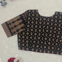 Black Gamathi Yolk Pattern Readymade Blouse | Godhuli