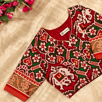 Maroon Green Navratan Design Patola Readymade Blouse | Godhuli