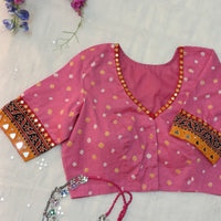 Pink Bandhani Readymade Blouse | Godhuli