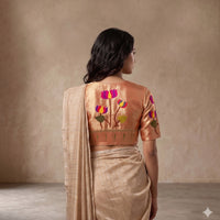 Golden Red Lotus Paithani Readymade Blouse | Godhuli
