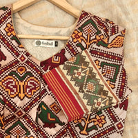 Beige Maroon Nari Kunjar Patola Design Readymade Blouse | Godhuli