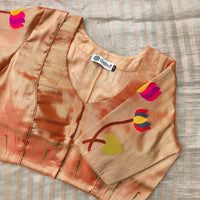 Golden Red Lotus Paithani Readymade Blouse | Godhuli