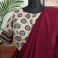 Buy Cream Ajrakh Blouse with Chakra Print | Godhuli