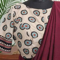 Buy Cream Ajrakh Blouse with Chakra Print | Godhuli