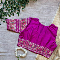 Magenta Patola Sleeves Readymade Blouse | Godhuli