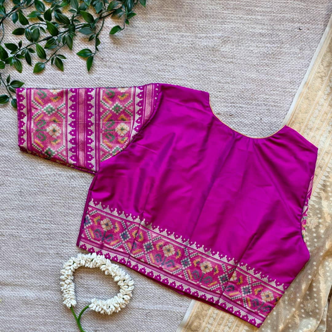 Magenta Patola Sleeves Readymade Blouse | Godhuli
